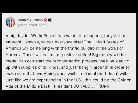 トランプ大統領　ホルムズ海峡の通航料でイランは復興を開始できるとSNSで 主張(2026年4月8日)