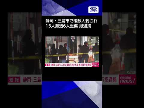 【ニュース】静岡・三島市の工場で複数人刺され15人搬送うち6人重傷 犯人とみられる男逮捕 shorts サムネイル