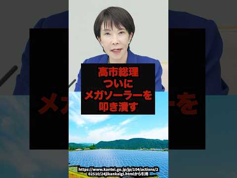 【利権終了】高市総理ついにメガソーラーを叩き潰す#高市早苗#自民党#政治ニュース#shorts サムネイル