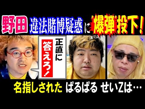 【野田】違法賭博疑惑に"爆弾"投下!「正直に答えろ!」名指しされた【ぱるぱる】と【せいZ】は…
