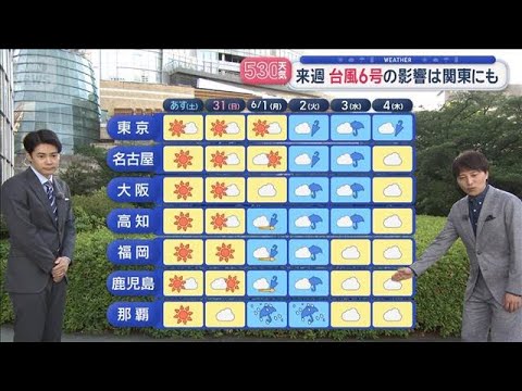 【全国の天気】週末晴れ予想　来週は一転、台風6号で大雨のおそれ【スーパーJチャンネル】(2026年5月29日) サムネイル