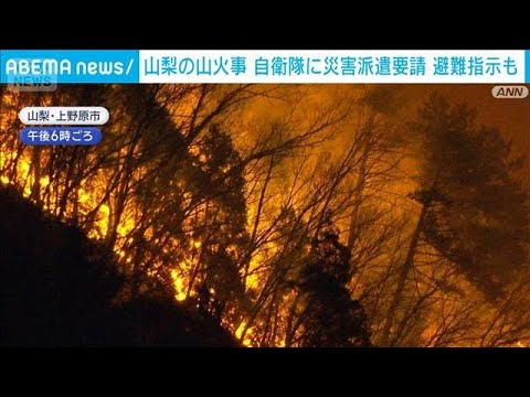 山梨県上野原市の山火事　県が自衛隊に災害派遣要請　大目地区の約20人に避難指示(2026年1月8日) サムネイル