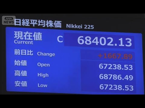 日経平均株価6万8402円　終値の最高値更新　半導体関連株が上昇をけん引(2026年6月3日)