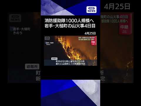 【ニュース】消火活動　援助隊1000人規模へ　岩手・大槌町の山火事4日目 shorts サムネイル