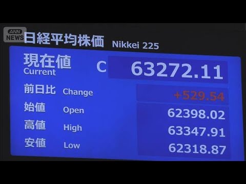 【速報】日経平均株価　終値の最高値更新（6万3272円/前日比+529円）(2026年5月13日) サムネイル