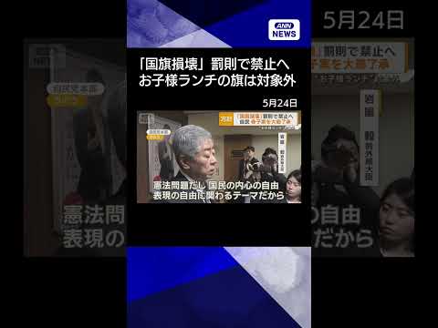 【ニュース】「国旗損壊」罰則で禁止へ　自民が骨子案を大筋了承　お子様ランチの旗は対象外 shorts サムネイル