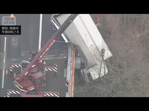 東名高速でトラック事故  ガードレール突き破る　愛知・岡崎市(2026年2月6日) サムネイル
