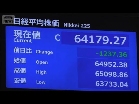 日経平均　終値1200円超の値下がり　AIや半導体関連株で売り拡大(2026年6月10日)