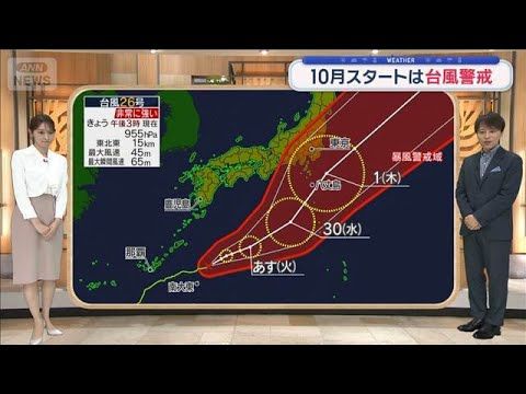 【関東の天気】あすは通勤時間帯から広く雨　10月初めは台風に警戒【スーパーJチャンネル】(2026年9月28日)