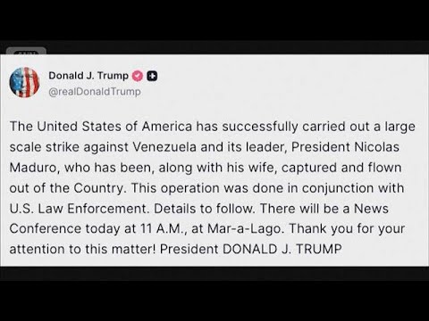 「ベネズエラへの大規模攻撃に成功　マドゥロ大統領を拘束し国外に移送」米トランプ氏(2026年1月3日) サムネイル