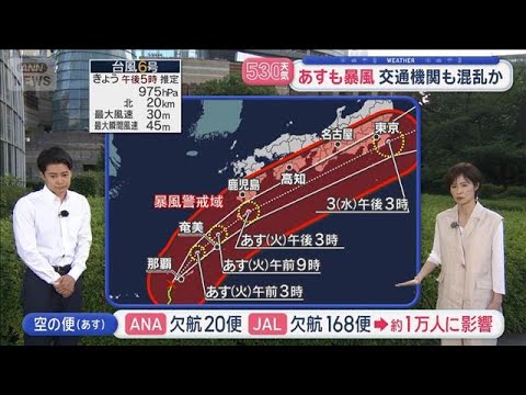 【全国の天気】台風6号最新情報　本州接近へ　線状降水帯の恐れ　大雨災害に警戒【スーパーJチャンネル】(2026年6月1… サムネイル